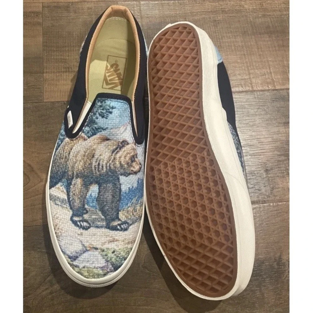 Vans Slip On Shoes Cali Tapestry Forest Bears Skate Sneakers Men's Size 8 - Picture 4 of 8
